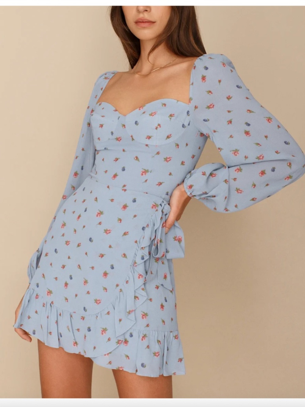 Reformation Cammi Dress in Beau Blue - Size 0